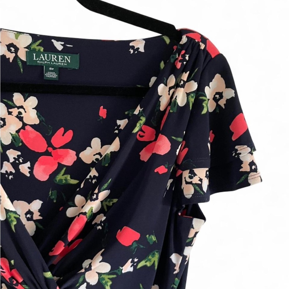 Lauren Ralph Lauren Navy and Pink Floral Midi Dress